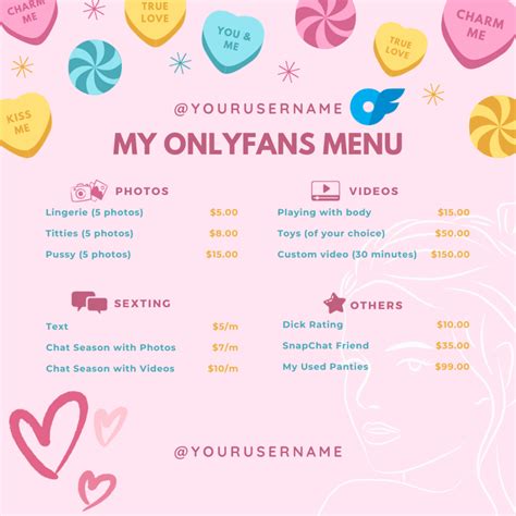 onlyfans price menu|Onlyfans Price Menu